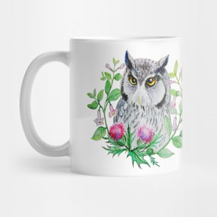 Owl and the Thristle flower Mug